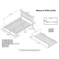 Mission Full Platform Bed with Flat Panel Foot Board and Twin Size Urban Trundle Bed in Grey by AFI -Outlet AFI Store grey afi platform beds ar8732019 76 1000