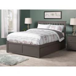 Mission Full Platform Bed with Flat Panel Foot Board and Twin Size Urban Trundle Bed in Grey by AFI -Outlet AFI Store grey afi platform beds ar8732019 c3 1000