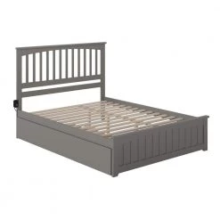 Mission Grey Queen Platform Bed with Matching Footboard and XL Long Trundle by AFI -Outlet AFI Store grey afi platform beds ar8746049 a0 1000
