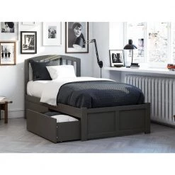 Richmond Grey Twin XL Platform Bed with Flat Panel Foot Board and 2-Urban Bed Drawers by AFI