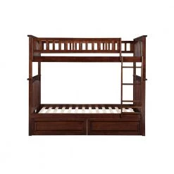 Columbia Bunk Bed Twin over Twin with 2 Raised Panel Bed Drawers in Walnut by AFI -Outlet AFI Store walnut afi bunk beds ab55124 1f 1000