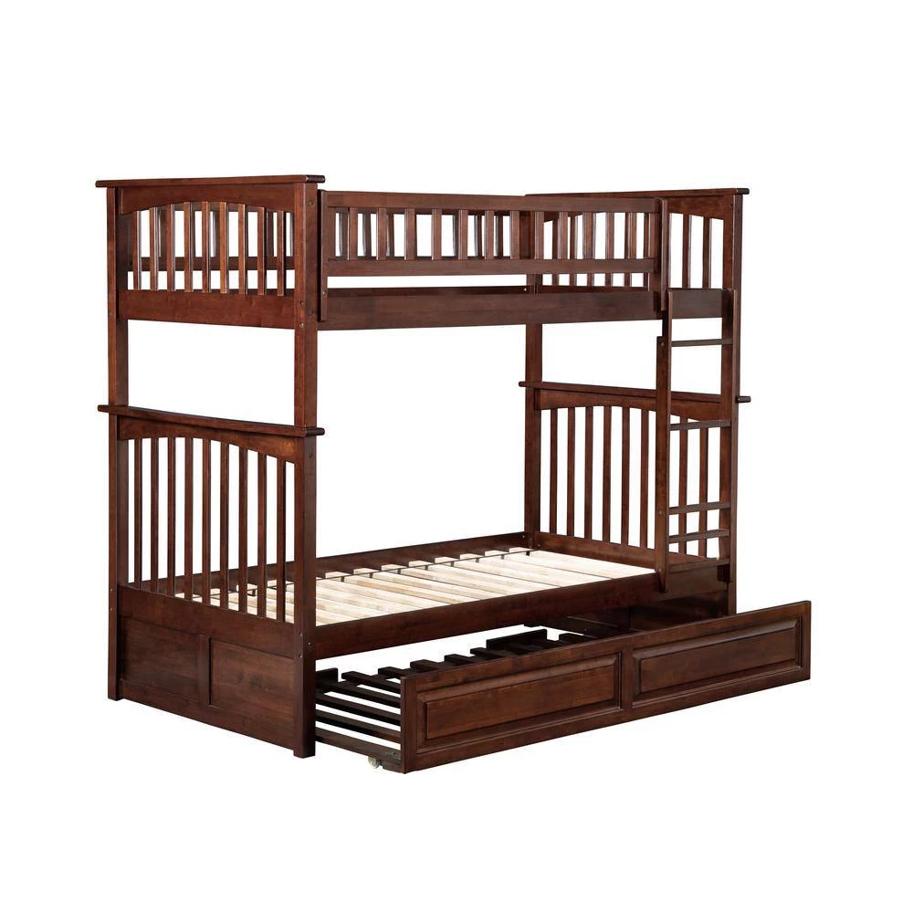 Columbia Bunk Bed Twin over Twin with Twin Raised Panel Trundle Bed in Walnut by AFI 9 Columbia Bunk Bed Twin over Twin with Twin Raised Panel Trundle Bed in Walnut by AFI - Image 7