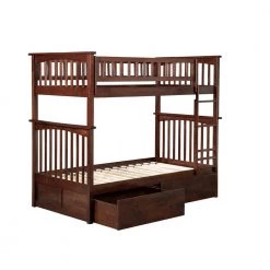 Columbia Bunk Bed Twin over Twin with 2 Urban Bed Drawers in Walnut by AFI -Outlet AFI Store walnut afi bunk beds ab55144 1f 1000