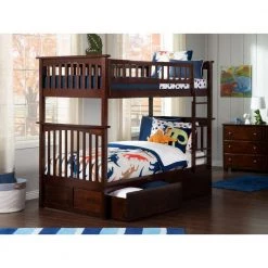 Columbia Bunk Bed Twin over Twin with 2 Urban Bed Drawers in Walnut by AFI -Outlet AFI Store walnut afi bunk beds ab55144 31 1000