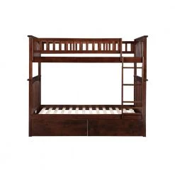 Columbia Bunk Bed Twin over Twin with 2 Urban Bed Drawers in Walnut by AFI