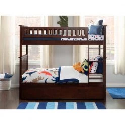 Columbia Bunk Bed Twin over Twin with Twin Size Urban Trundle Bed in Walnut by AFI -Outlet AFI Store walnut afi bunk beds ab55154 c3 1000