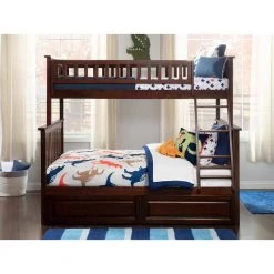 Columbia Bunk Bed Twin over Full with 2 Raised Panel Bed Drawers in Walnut by AFI -Outlet AFI Store walnut afi bunk beds ab55224 c3 1000