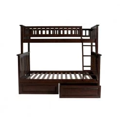 Columbia Bunk Bed Twin over Full with 2 Raised Panel Bed Drawers in Walnut by AFI -Outlet AFI Store walnut afi bunk beds ab55224 fa 1000