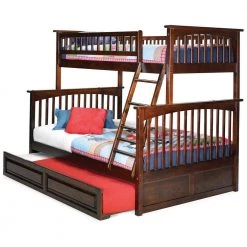 Columbia Bunk Bed Twin over Full with Twin Size Raised Panel Trundle Bed in Walnut by AFI -Outlet AFI Store walnut afi bunk beds ab55234 44 1000