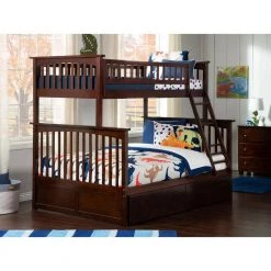 Columbia Bunk Bed Twin Over Full with 2 Urban Bed Drawers in Walnut by AFI -Outlet AFI Store walnut afi bunk beds ab55244 40 1000