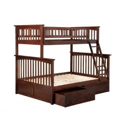 Columbia Bunk Bed Twin Over Full with 2 Urban Bed Drawers in Walnut by AFI -Outlet AFI Store walnut afi bunk beds ab55244 44 1000