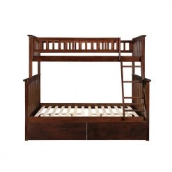 Columbia Bunk Bed Twin Over Full with 2 Urban Bed Drawers in Walnut by AFI