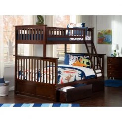 Columbia Bunk Bed Twin Over Full with 2 Urban Bed Drawers in Walnut by AFI -Outlet AFI Store walnut afi bunk beds ab55244 c3 1000