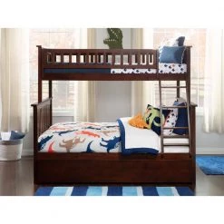 Columbia Bunk Bed Twin over Full with Full Size Urban Trundle Bed in Walnut by AFI -Outlet AFI Store walnut afi bunk beds ab55274 c3 1000