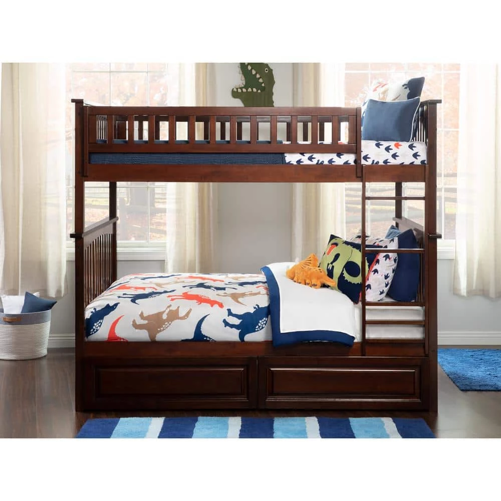 Columbia Bunk Bed Full over Full with 2 Raised Panel Bed Drawers in Walnut by AFI 6 Columbia Bunk Bed Full over Full with 2 Raised Panel Bed Drawers in Walnut by AFI - Image 4