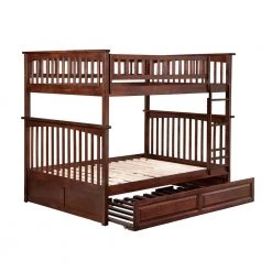 Columbia Bunk Bed Full over Full with Twin Raised Panel Trundle Bed in Walnut by AFI -Outlet AFI Store walnut afi bunk beds ab55534 1f 1000