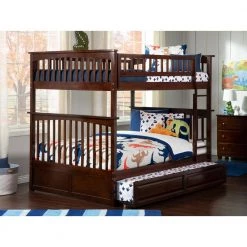 Columbia Bunk Bed Full over Full with Twin Raised Panel Trundle Bed in Walnut by AFI -Outlet AFI Store walnut afi bunk beds ab55534 31 1000