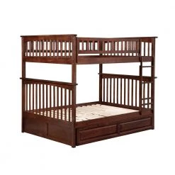 Columbia Bunk Bed Full over Full with Twin Raised Panel Trundle Bed in Walnut by AFI -Outlet AFI Store walnut afi bunk beds ab55534 4f 1000