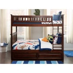 Columbia Bunk Bed Full over Full with Twin Raised Panel Trundle Bed in Walnut by AFI -Outlet AFI Store walnut afi bunk beds ab55534 c3 1000
