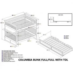 Columbia Bunk Bed Full over Full with Twin Raised Panel Trundle Bed in Walnut by AFI -Outlet AFI Store walnut afi bunk beds ab55534 fa 1000