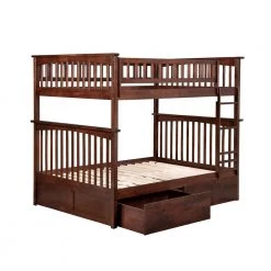 Columbia Bunk Bed Full Over Full with 2 Urban Bed Drawers in Walnut by AFI -Outlet AFI Store walnut afi bunk beds ab55544 1f 1000