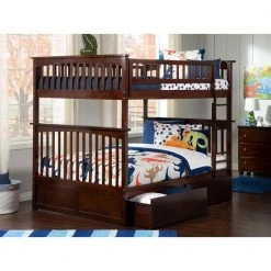 Columbia Bunk Bed Full Over Full with 2 Urban Bed Drawers in Walnut by AFI -Outlet AFI Store walnut afi bunk beds ab55544 31 1000