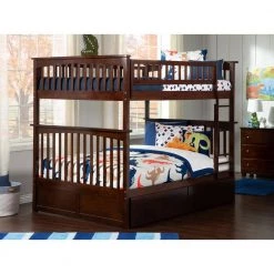 Columbia Bunk Bed Full Over Full with 2 Urban Bed Drawers in Walnut by AFI -Outlet AFI Store walnut afi bunk beds ab55544 40 1000
