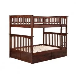 Columbia Bunk Bed Full Over Full with 2 Urban Bed Drawers in Walnut by AFI -Outlet AFI Store walnut afi bunk beds ab55544 4f 1000