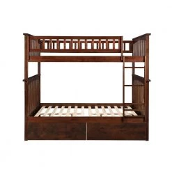 Columbia Bunk Bed Full Over Full with 2 Urban Bed Drawers in Walnut by AFI