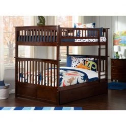 Columbia Bunk Bed Full over Full with Full Size Urban Trundle Bed in Walnut by AFI -Outlet AFI Store walnut afi bunk beds ab55574 31 1000