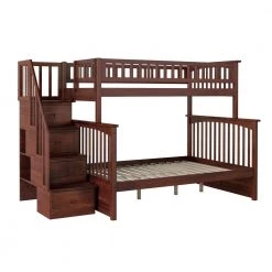 Columbia Staircase Bunk Bed Twin over Full in Walnut by AFI -Outlet AFI Store walnut afi bunk beds ab55704 4f 1000