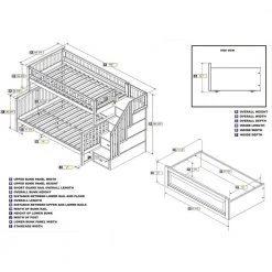 Columbia Staircase Bunk Bed Twin over Full with 2-Raised Panel Bed Drawers in Walnut by AFI -Outlet AFI Store walnut afi bunk beds ab55724 76 1000