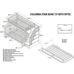 Columbia Staircase Bunk Bed Twin over Full with Twin Size Raised Panel Trundle Bed in Walnut by AFI -Outlet AFI Store walnut afi bunk beds ab55734 76 1000
