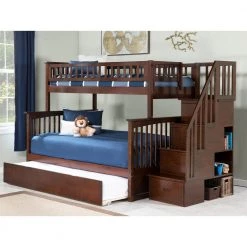 Columbia Staircase Bunk Bed Twin over Full with Full Size Urban Trundle Bed in Walnut by AFI -Outlet AFI Store walnut afi bunk beds ab55774 40 1000