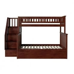 Columbia Staircase Bunk Bed Twin over Full with Full Size Urban Trundle Bed in Walnut by AFI -Outlet AFI Store walnut afi bunk beds ab55774 c3 1000