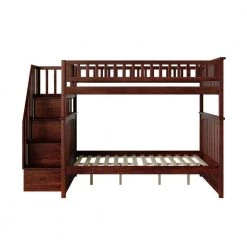 Columbia Staircase Bunk Bed Full over Full in Walnut by AFI