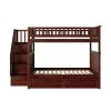 Columbia Staircase Bunk Bed Full over Full with 2 Raised Panel Bed Drawers in Walnut by AFI -Outlet AFI Store walnut afi bunk beds ab55824 64 1000