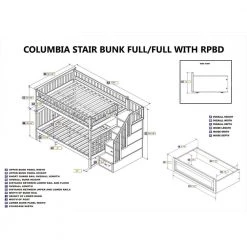 Columbia Staircase Bunk Bed Full over Full with 2 Raised Panel Bed Drawers in Walnut by AFI -Outlet AFI Store walnut afi bunk beds ab55824 76 1000