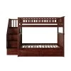 Columbia Staircase Bunk Bed Full over Full with Twin Size Raised Panel Trundle Bed in Walnut by AFI -Outlet AFI Store walnut afi bunk beds ab55834 64 1000