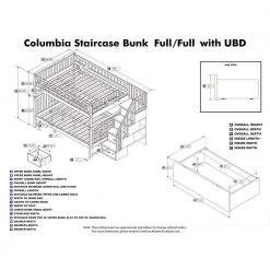 Columbia Staircase Walnut Full Over Full Bunk Bed with 2-Urban Bed Drawers by AFI -Outlet AFI Store walnut afi bunk beds ab55844 76 1000