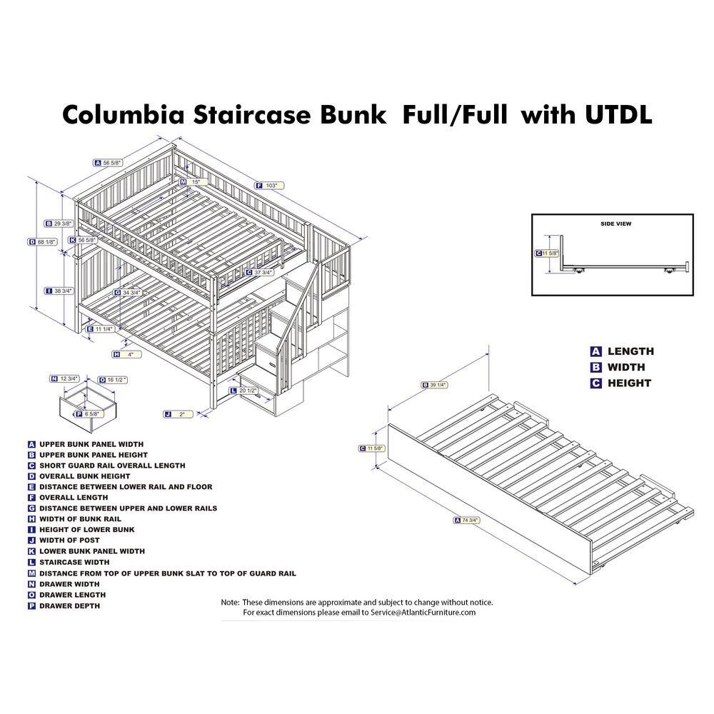 Columbia Staircase Walnut Full Over Full Bunk Bed with Twin Urban Trundle Bed by AFI 11 Columbia Staircase Walnut Full Over Full Bunk Bed with Twin Urban Trundle Bed by AFI - Image 9