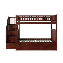 Columbia Staircase Bunk Bed Full over Full with Full Size Urban Trundle Bed in Walnut by AFI -Outlet AFI Store walnut afi bunk beds ab55874 c3 1000
