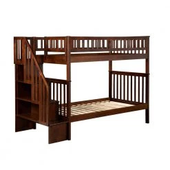 Woodland Walnut Twin Over Twin Staircase Bunk Bed by AFI