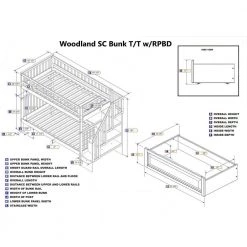 Woodland Staircase Bunk Bed Twin over Twin with 2 Raised Panel Bed Drawers in Walnut by AFI -Outlet AFI Store walnut afi bunk beds ab56624 44 1000