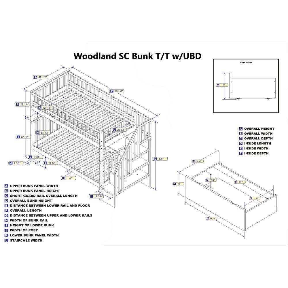 Woodland Walnut Twin Over Twin Staircase Bunk Bed with 2-Urban Bed Drawers by AFI 9 Woodland Walnut Twin Over Twin Staircase Bunk Bed with 2-Urban Bed Drawers by AFI - Image 7