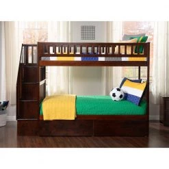 Woodland Walnut Twin Over Twin Staircase Bunk Bed with 2-Urban Bed Drawers by AFI 14 Woodland Walnut Twin Over Twin Staircase Bunk Bed with 2-Urban Bed Drawers by AFI -Outlet AFI Store walnut afi bunk beds ab56644 4f 1000