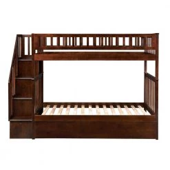 Woodland Walnut Twin Over Twin Staircase Bunk Bed with Twin Size Urban Trundle Bed by AFI -Outlet AFI Store walnut afi bunk beds ab56654 31 1000