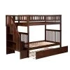 Woodland Walnut Twin Over Twin Staircase Bunk Bed with Twin Size Urban Trundle Bed by AFI -Outlet AFI Store walnut afi bunk beds ab56654 64 1000