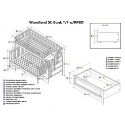 Woodland Staircase Bunk Bed Twin over Full with 2 Raised Panel Bed Drawers in Walnut by AFI -Outlet AFI Store walnut afi bunk beds ab56724 44 1000
