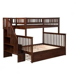 Woodland Walnut Twin Over Full Staircase Bunk Bed with Twin Size Urban Trundle Bed by AFI -Outlet AFI Store walnut afi bunk beds ab56754 1f 1000